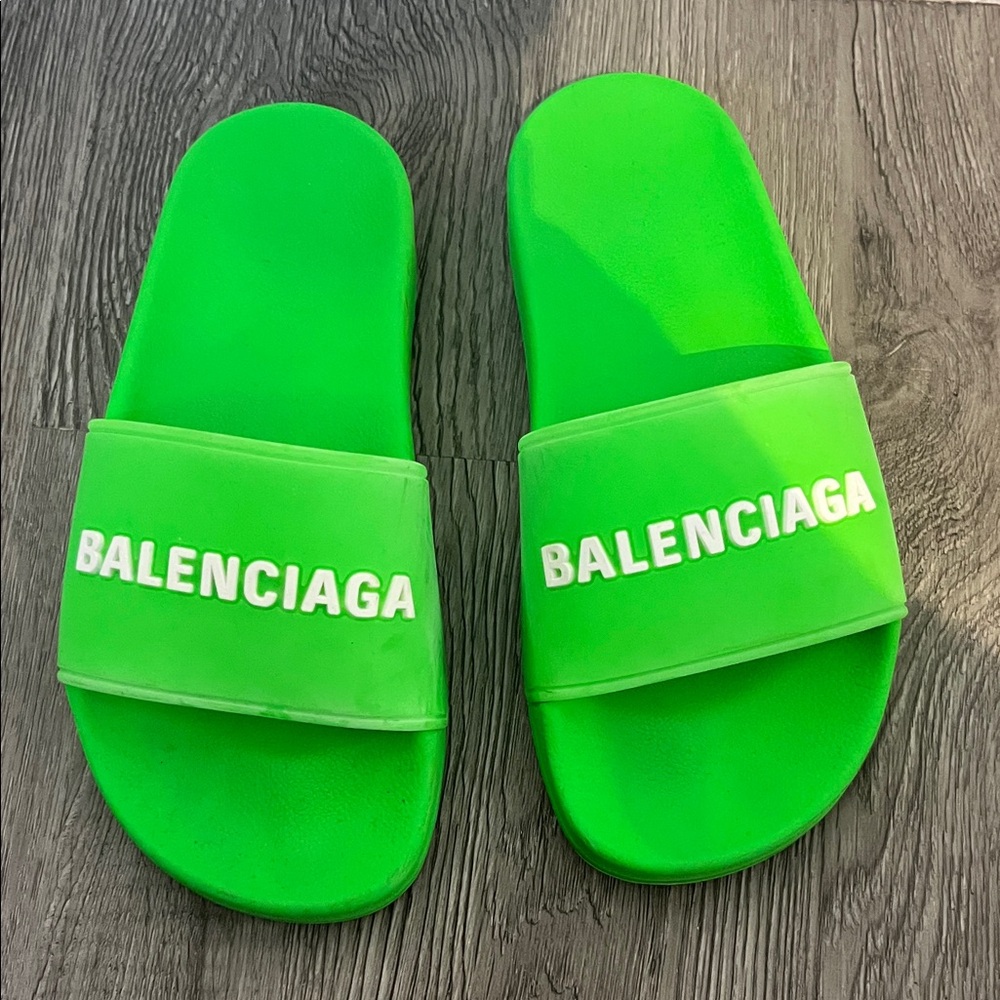 Balenciaga Neon Green Slides